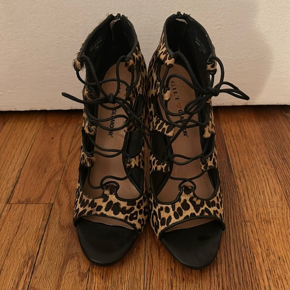 Gilt x Glamour leopard cage heels - Picture 1 of 6